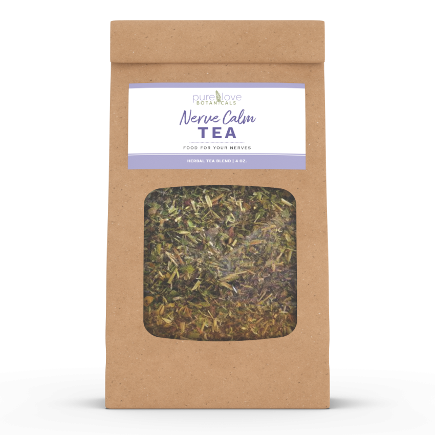 pure love botanicals™ nerve calm tea blend package